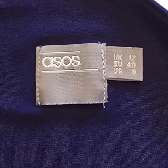 Dark Royal Blue One Shoulder Evening Gown ASOS sz 8 - Picture 9 of 9